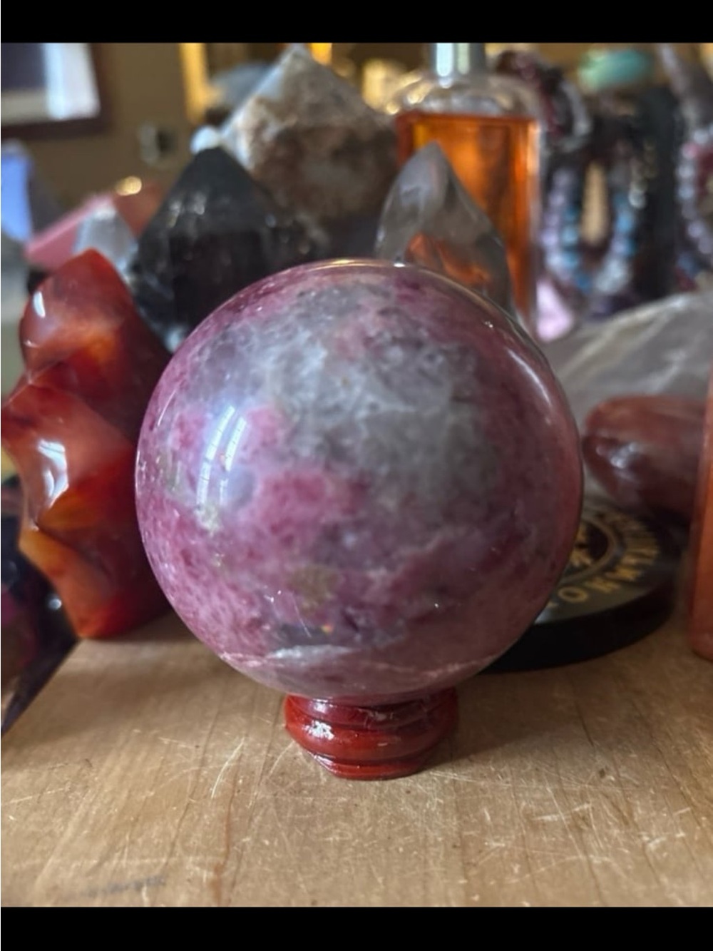 Pink Rhodonite Sphere - Picture 2 of 9